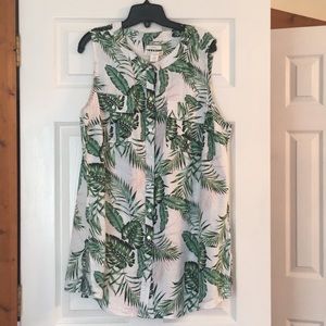 NWT - 2x Palm Leaf Sleeveless 100% Linen Shirt